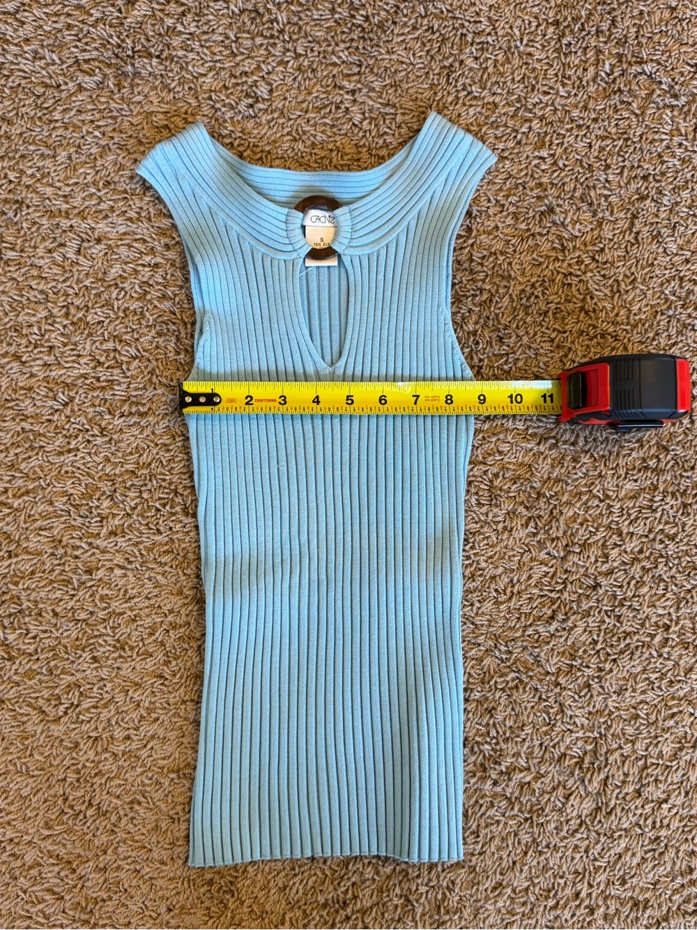 Cache Sleeveless Ribbed Keyhole Tank - Sky Blue - Picture 2 of 6